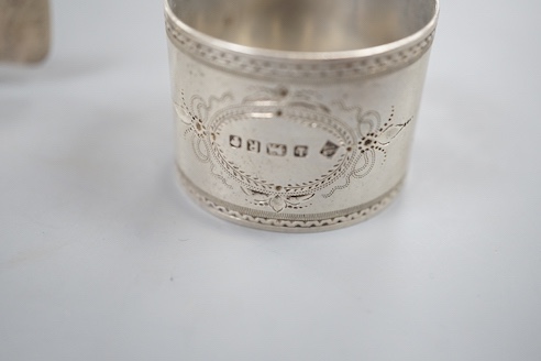A silver napkin ring, a small quantity of assorted silver flatware and an 800 napkin ring, gross 12.5oz.